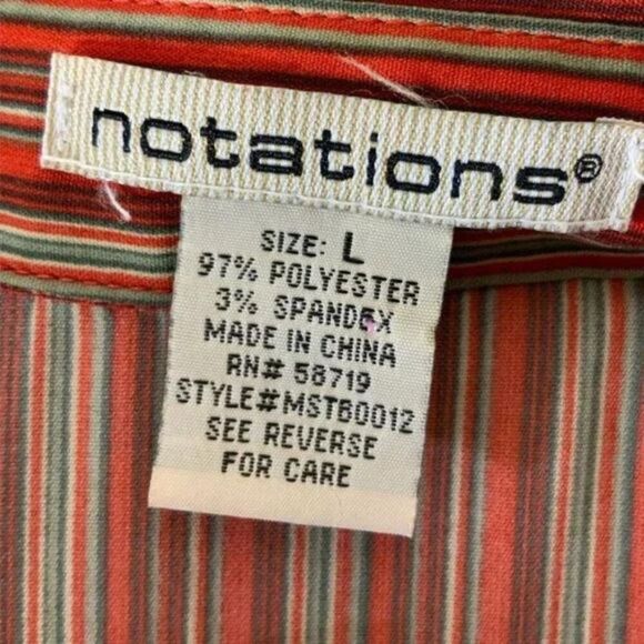 Notations Blouse Womens Size Large Stripe Stretch Long Sleeve Career Wear Top - Picture 5 of 5